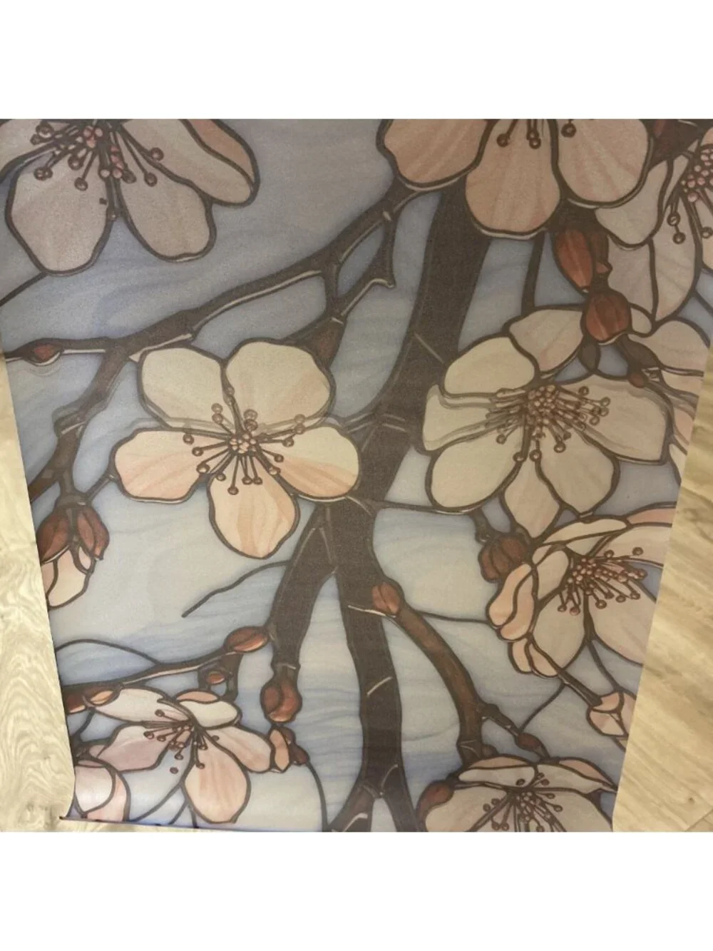 Cherry Blossom Shower Door Stained Glass Film Heat Anti UV